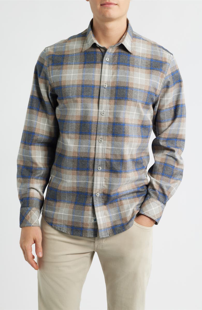 James Campbell Capella Trim Fit Plaid Cotton Button-Up Shirt, Main, color, Coal