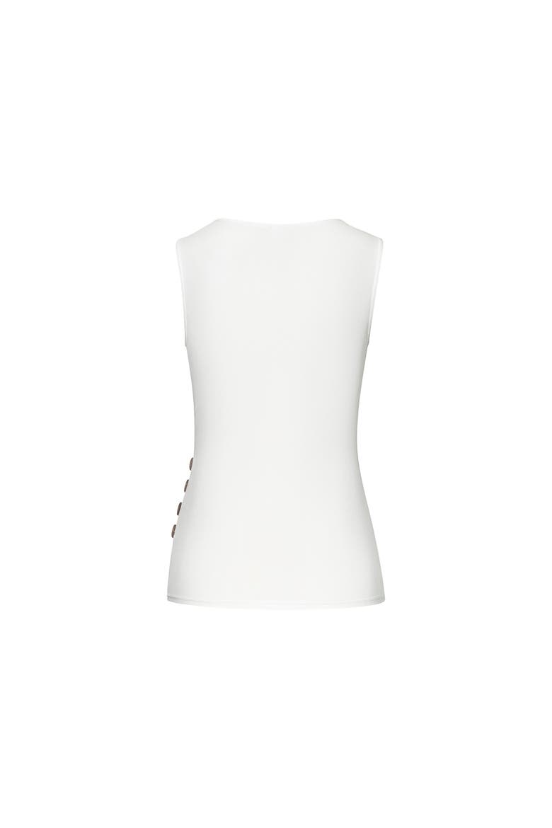 Side Button Wrap Look Top, Alternate, color, White