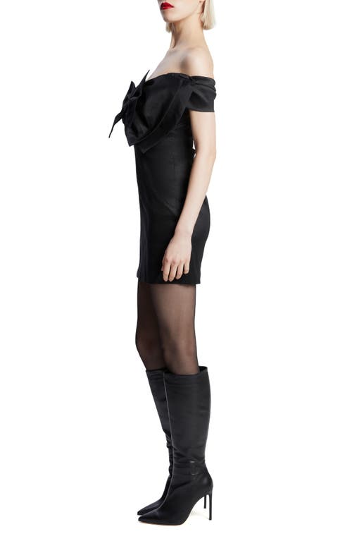 Shop Bardot Bow Off The Shoulder Minidress In Black