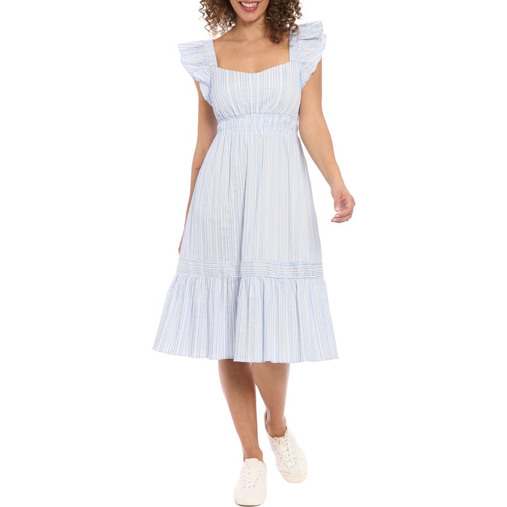 London Times Ruffle Sleeve Tiered Sundress In White