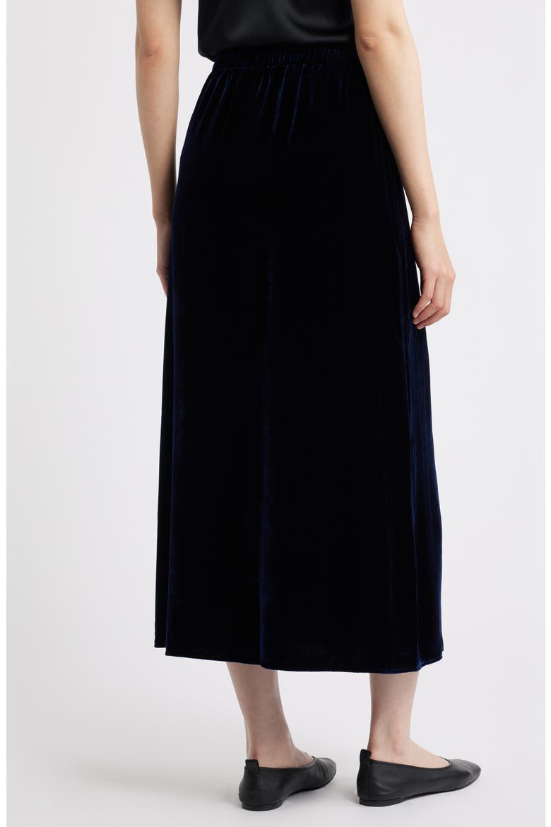Velvet Midi A-Line Skirt, Alternate, color, INK