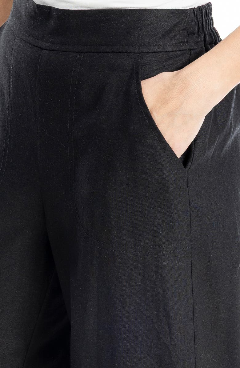 MAX STUDIO Stripe High Waist Linen & Cotton Pants, Alternate, color, Blck5545-Black