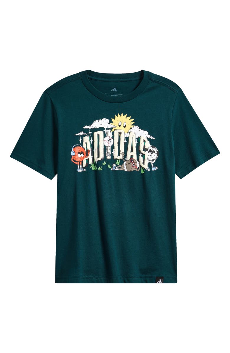 adidas Kids' Sport Doodle Cotton Graphic T-Shirt, Main, color, Dark Green