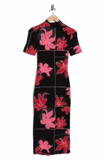 Desigual Floral Short Sleeve Rib Knit Dress