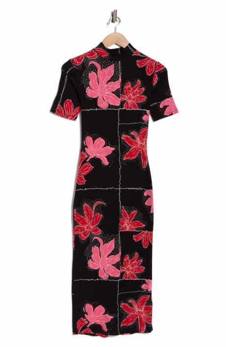 Desigual Floral Short Sleeve Rib Knit Dress