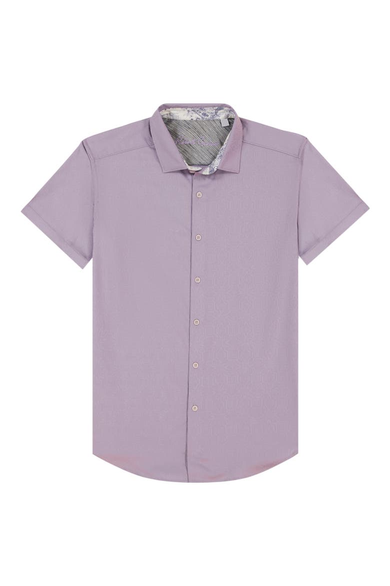 Odyssey Short Sleeve Woven Button-Up Shirt, Alternate, color, LILAC