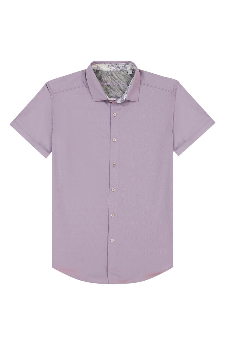 Robert Graham Odyssey Short Sleeve Woven Button-Up Shirt, Alternate, color, Lilac