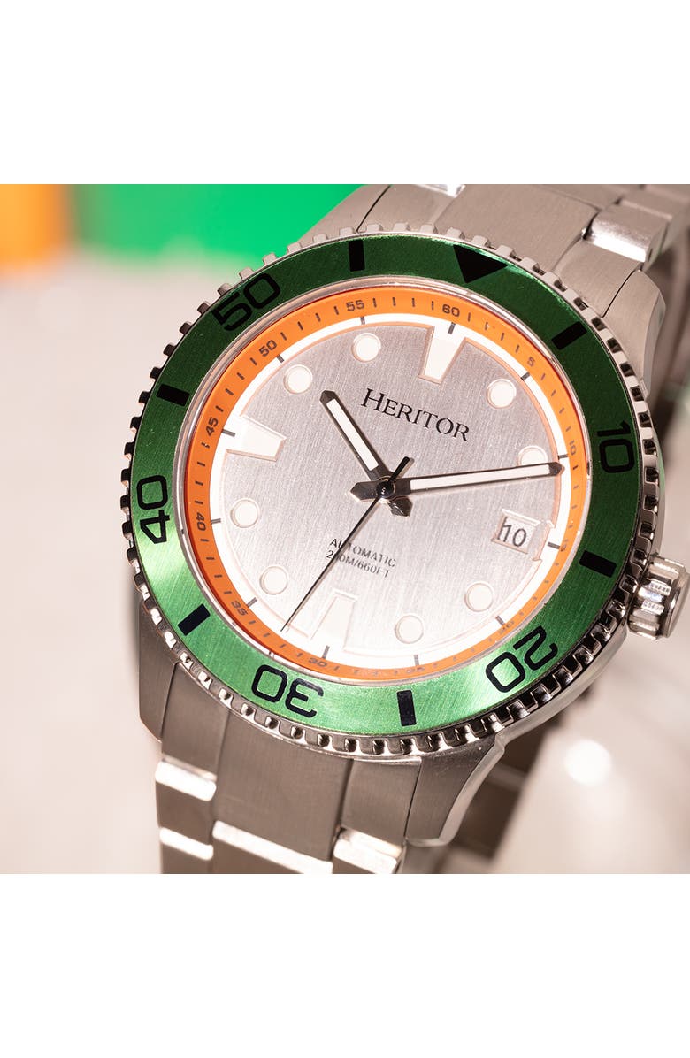 Heritor Automatic Bexley Automatic Divers Watch, Alternate, color, Green Silver
