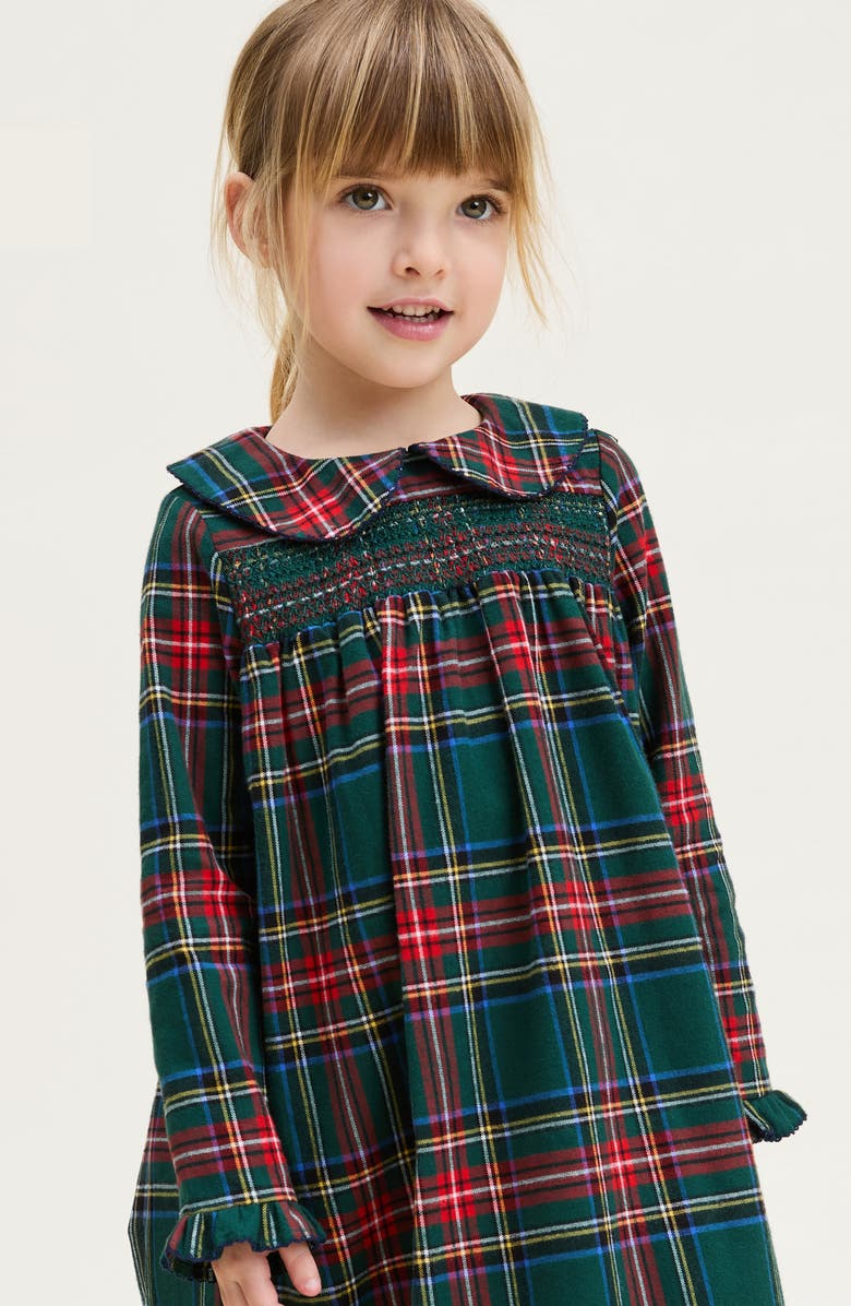 Petite Plume Kids' Eloise Brushed Twill Nightgown, Alternate, color, Green