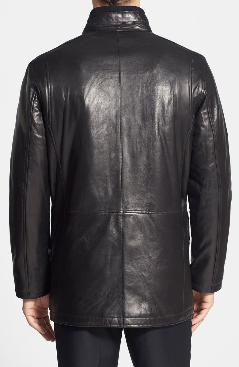Cole Haan Lambskin Leather Car Coat, Alternate, color, 