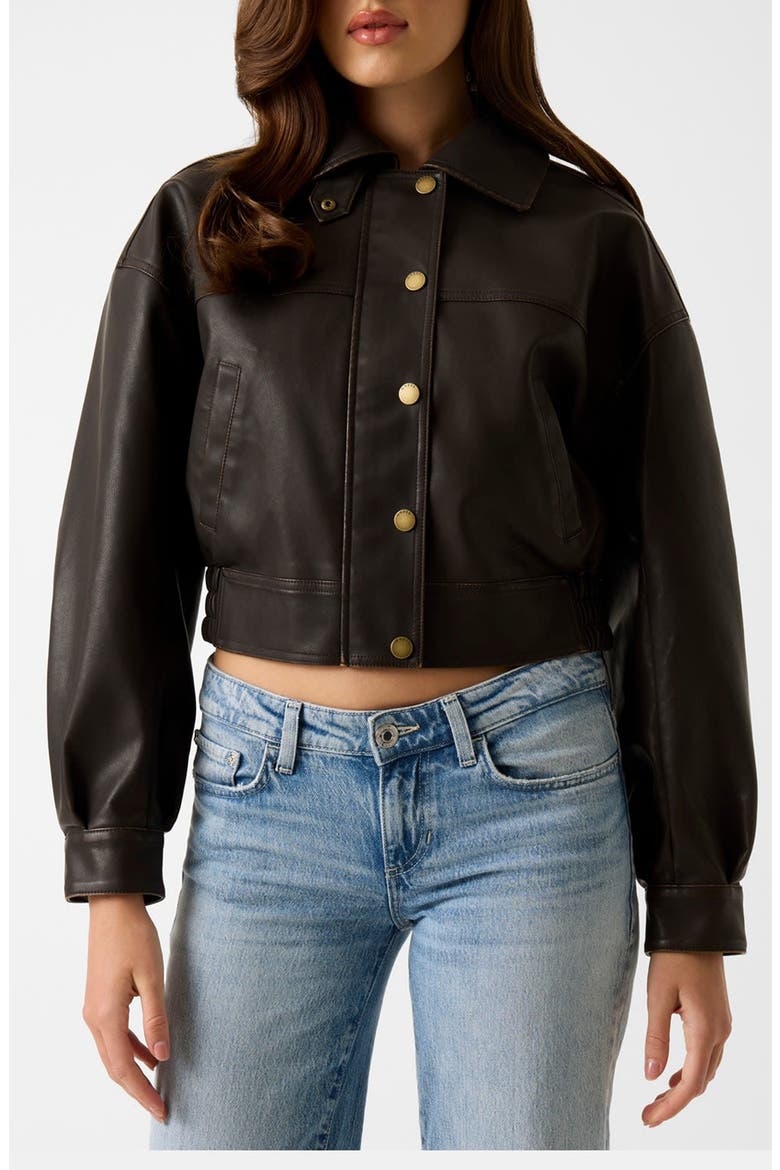 Clelia Crop Faux Leather Jacket, Main, color, CHOCOLATE BROWNIE MULTI