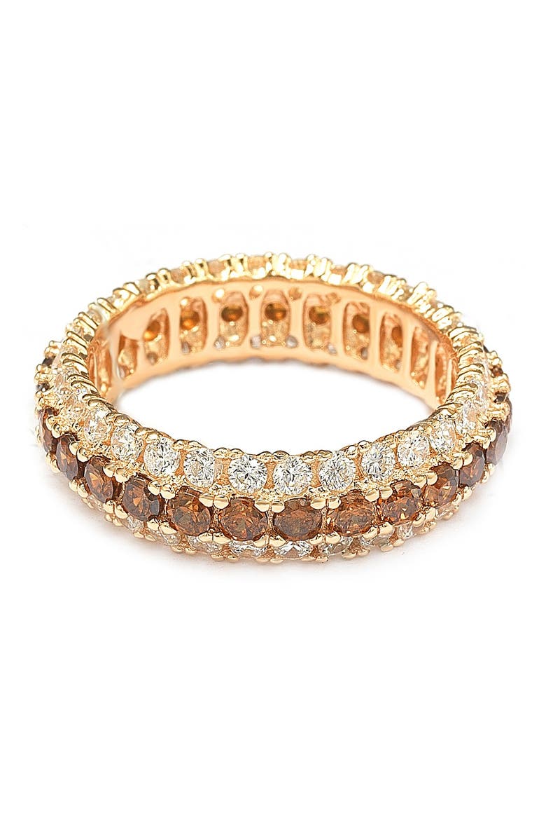 Rose Sterling Silver Brown & White Cubic Zirconia Eternity Band Ring, Alternate, color, BROWN