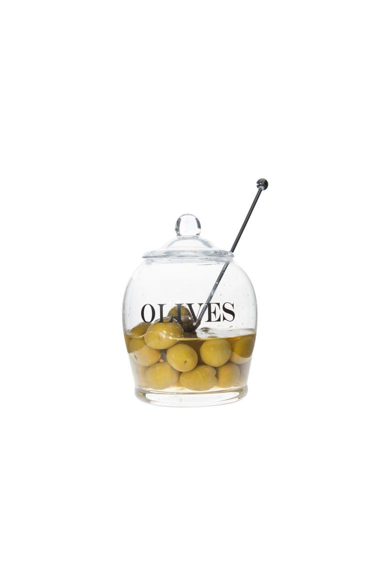 "OLIVE" Jar with Lid & Slotted Spoon, Alternate, color, Clear