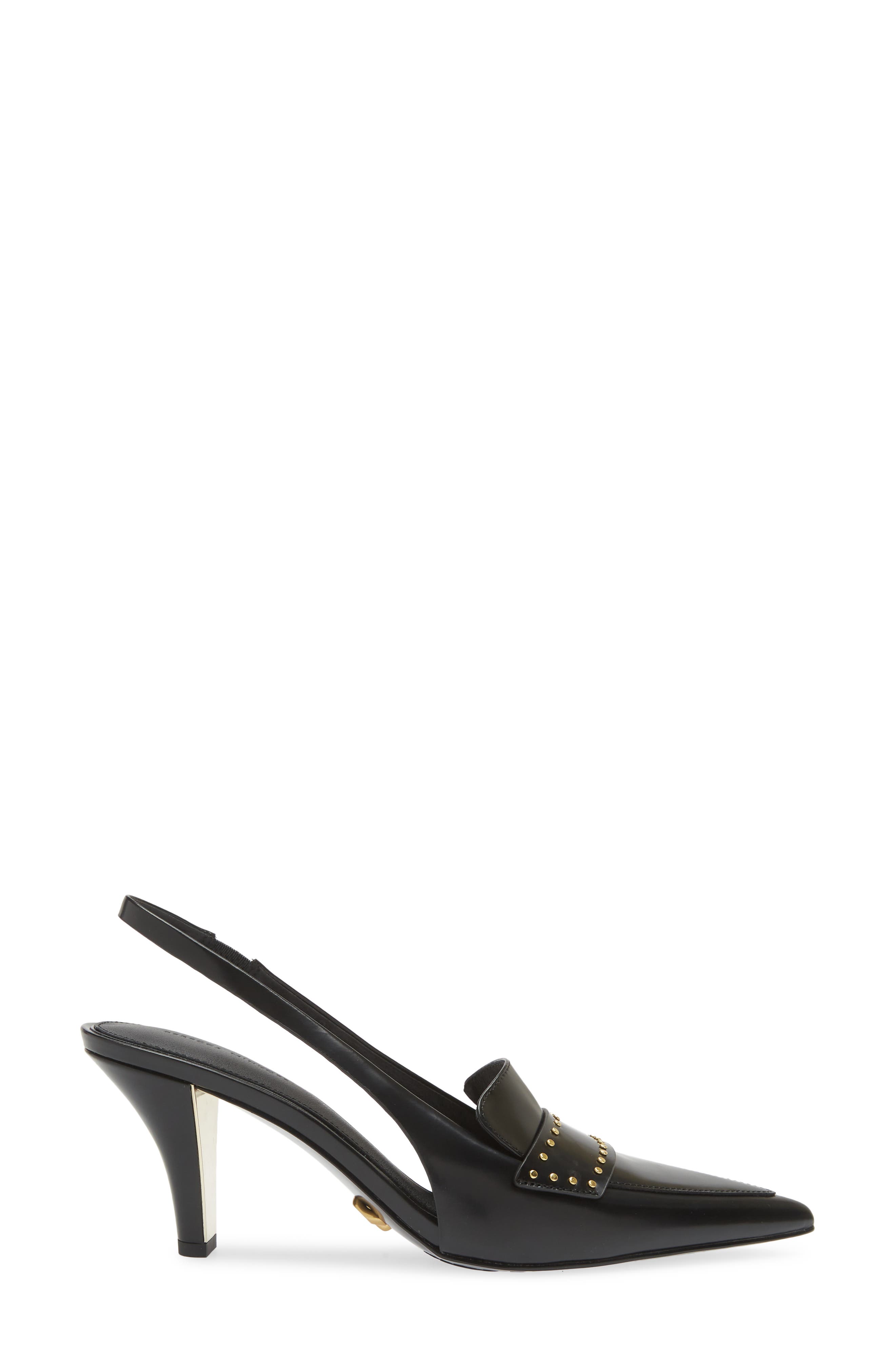 Rebecca Minkoff Paris Stud Slingback Pointed Toe Pump, Alternate, color, Black