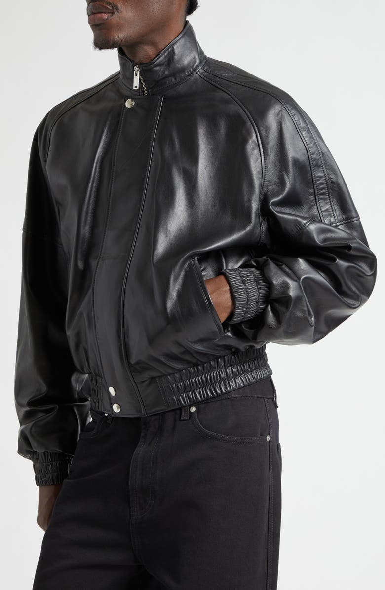 LU'U DAN Blouson Leather Jacket, Alternate, color, Black