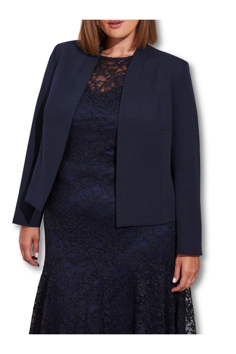 Cropped Peplum Blazer, Alternate, color, Navy