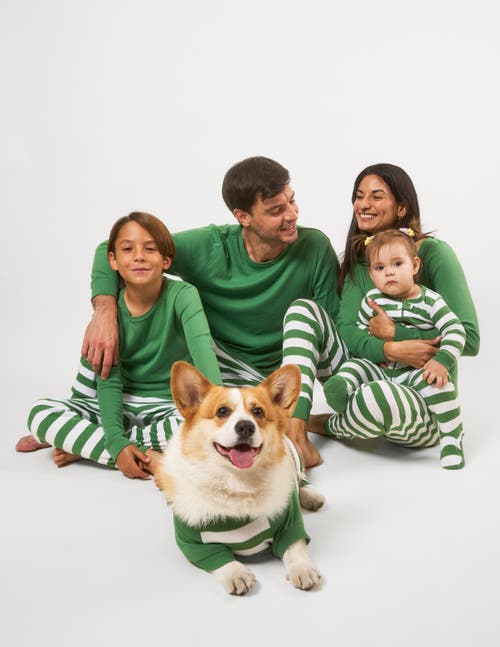 Leveret Kids Two-piece Striped Cotton Matching Family Holiday Pajamas In Green