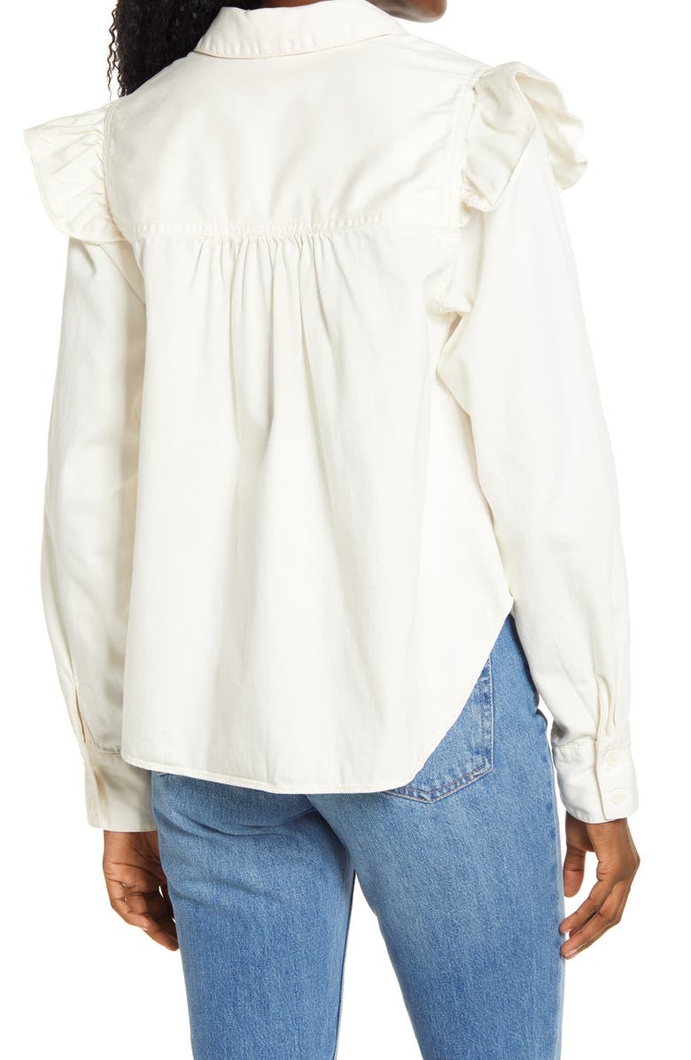 Free People Samantha Ruffle Button-Up Shirt, Alternate, color,