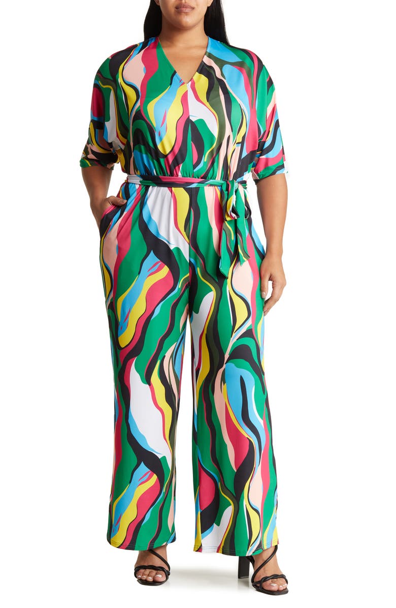 BY DESIGN Balthazar Short Sleeve Jumpsuit, Main, color, Print As Sample