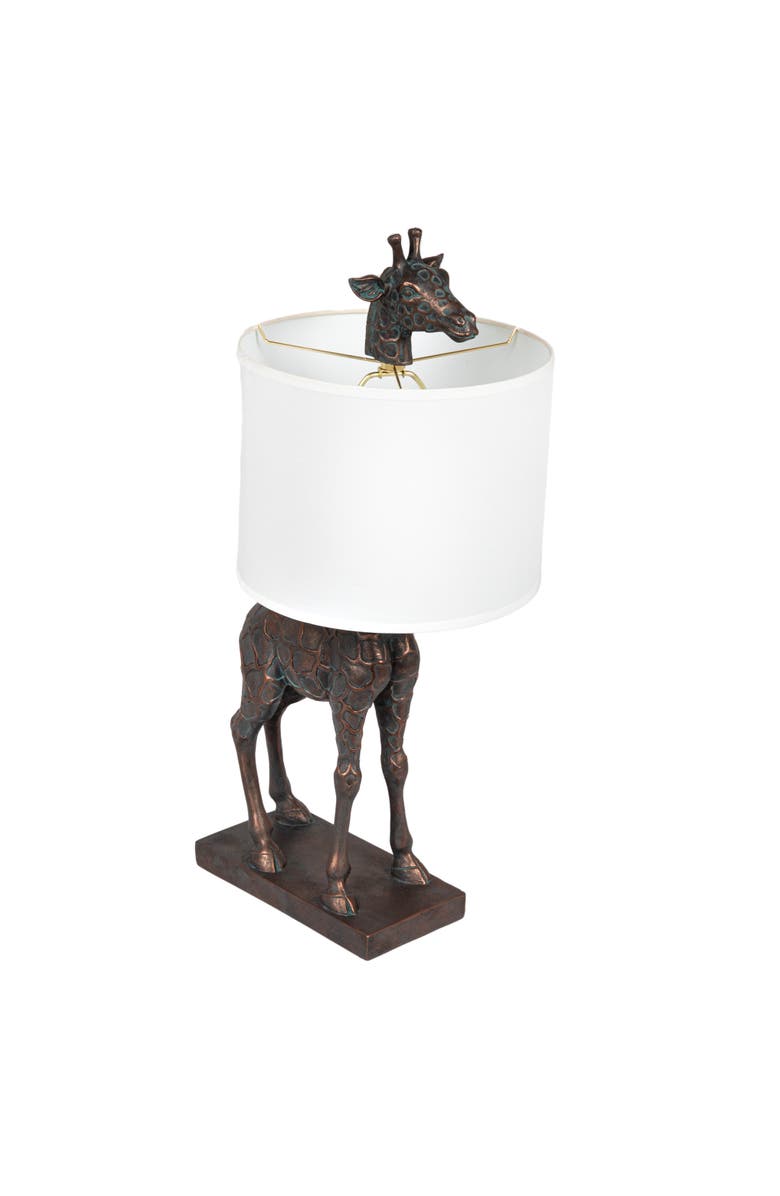 Storied Home Giraffe Table Lamp with Linen Shade, Bronze Finish, Main, color, Bronze