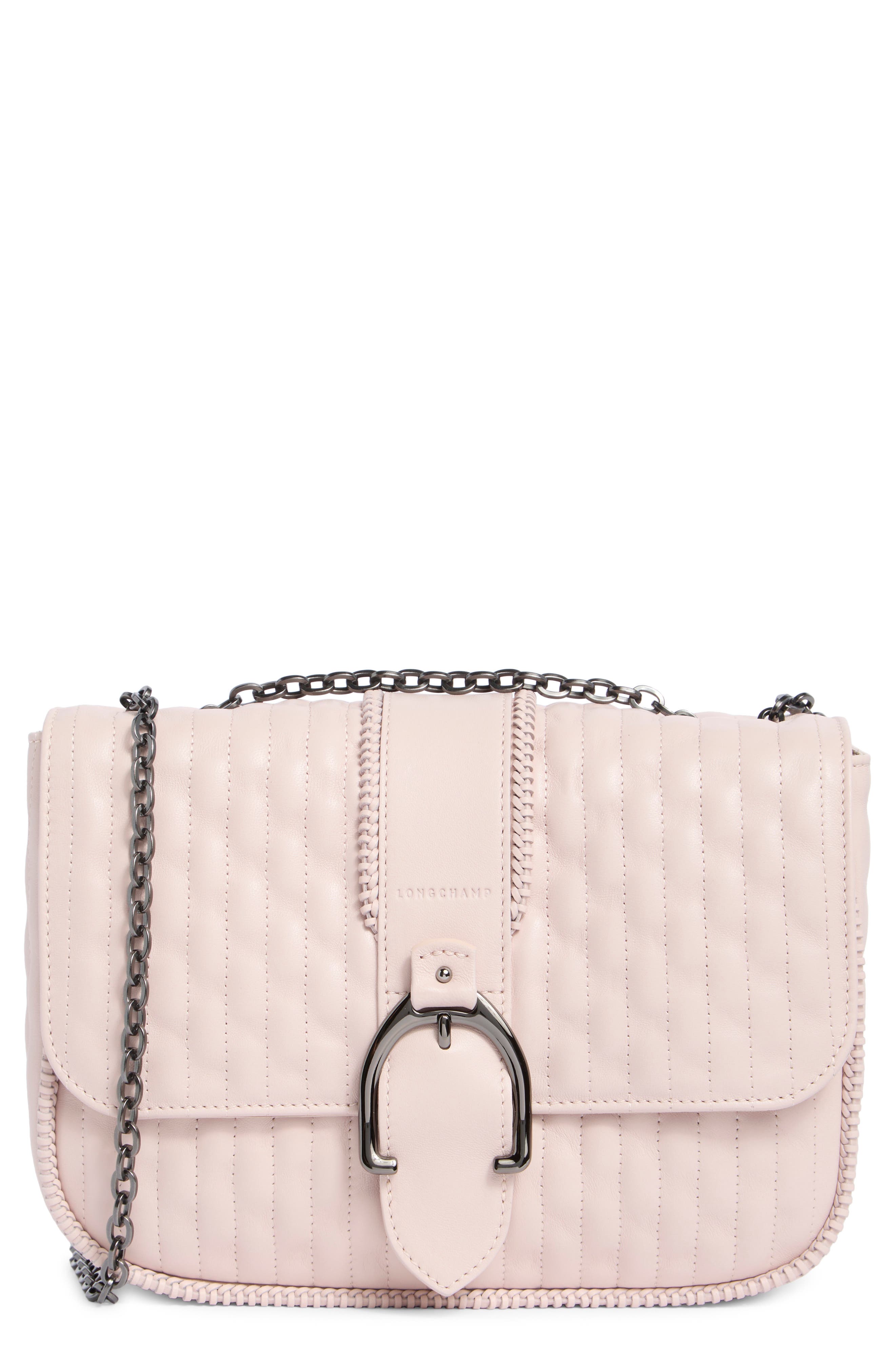 Longchamp Amazone Small Quilted Leather Crossbody Bag, Main, color, Pale Pink