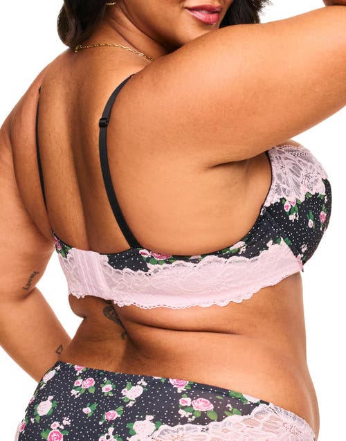Adore Me Mathilda Contour Balconette Bra In Floral Black & Pink Lace
