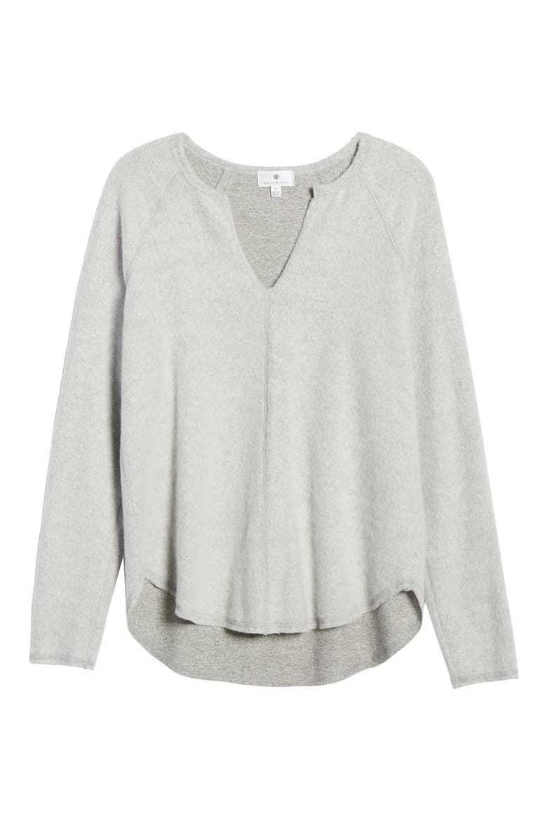 Split Neck Raglan Top, Alternate, color, HEATHER GREY