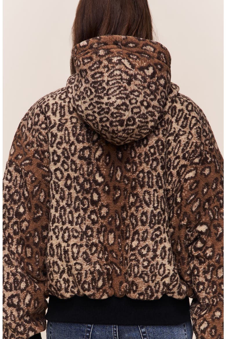 Charli Hooded Quilted Jacket, Alternate, color, Leopard