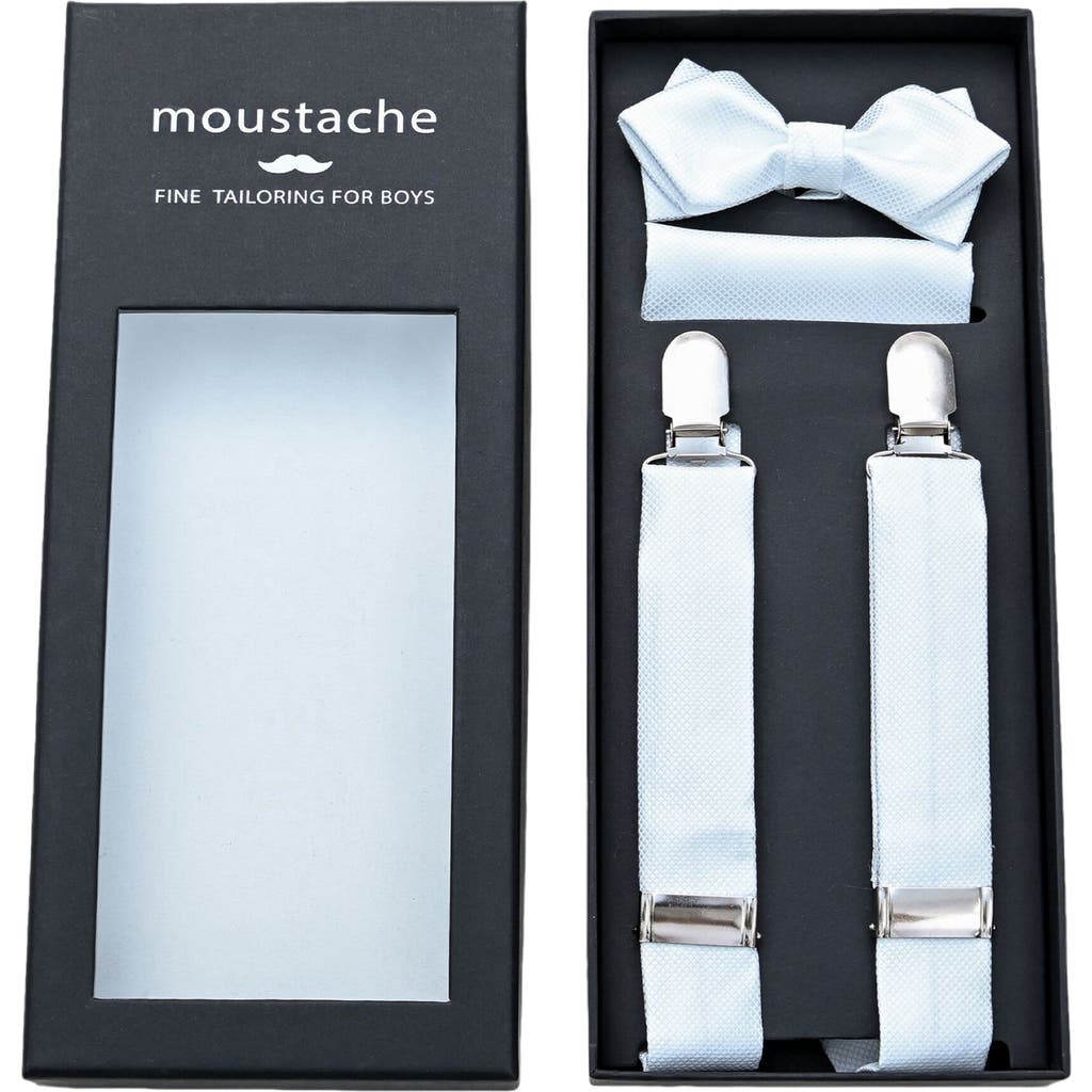 Moustache Suspenders Set In White