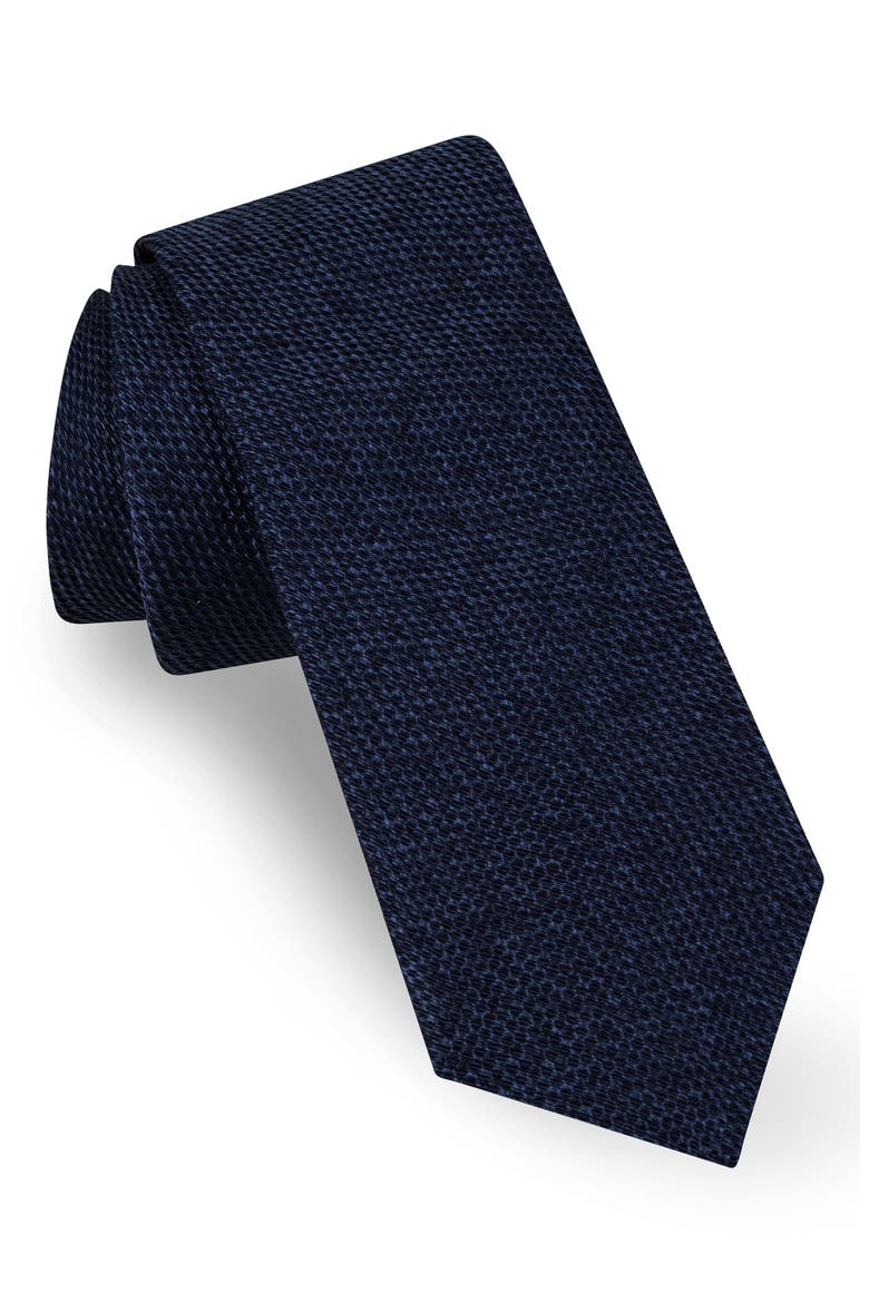 Solid Skinny Silk Tie, Main, color, DENIM BLUE
