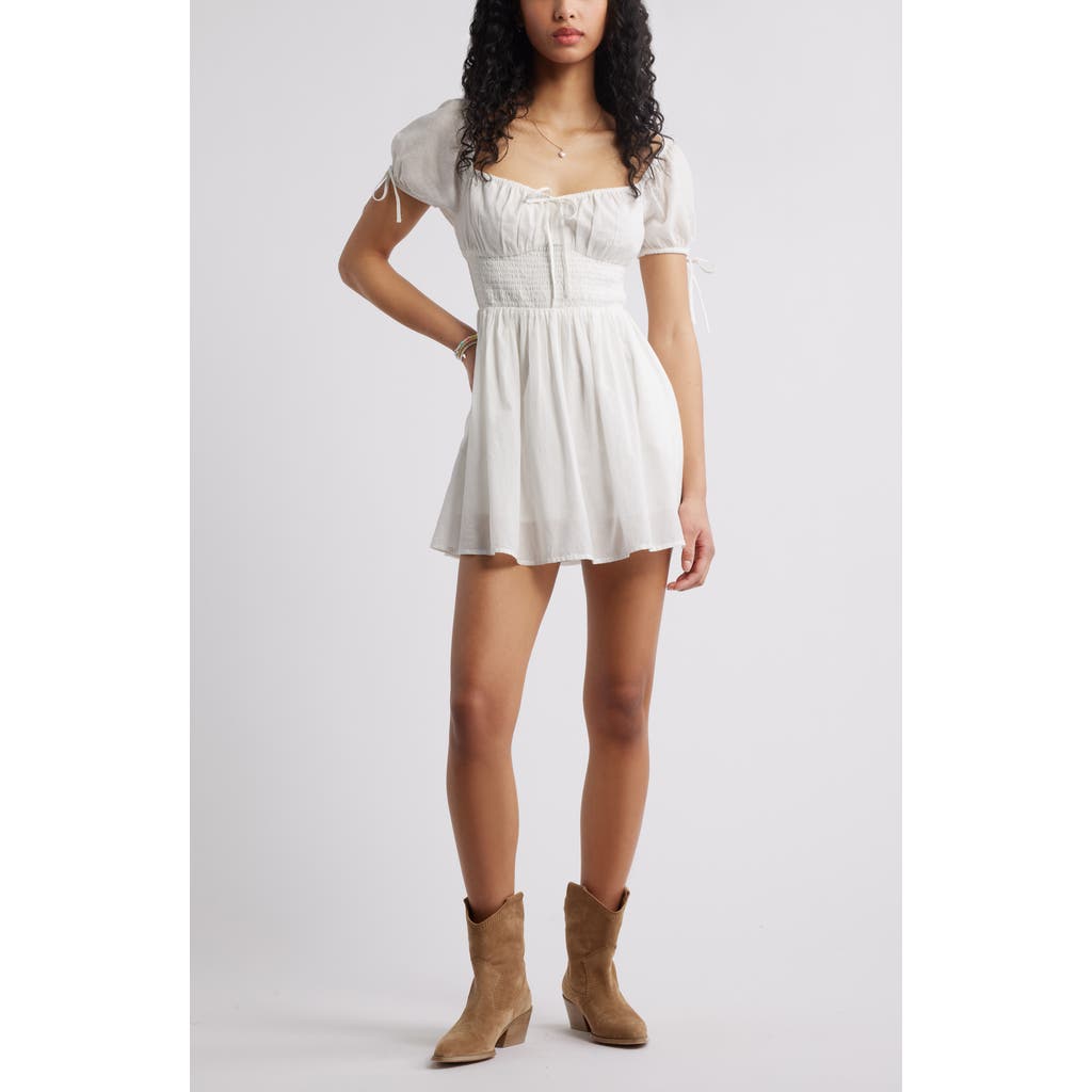 Bp. Puff Sleeve Smocked Waist Cotton Sundress