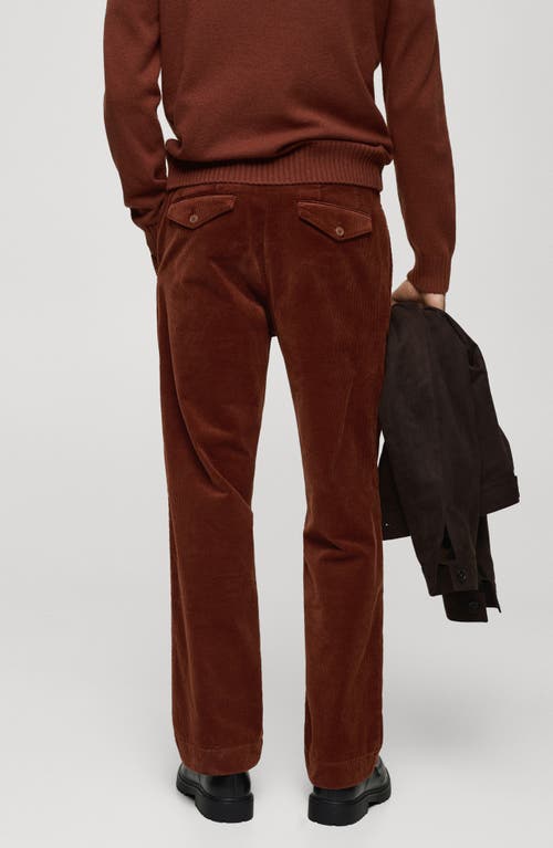 Mango Straight Leg Corduroy Pants In Russet