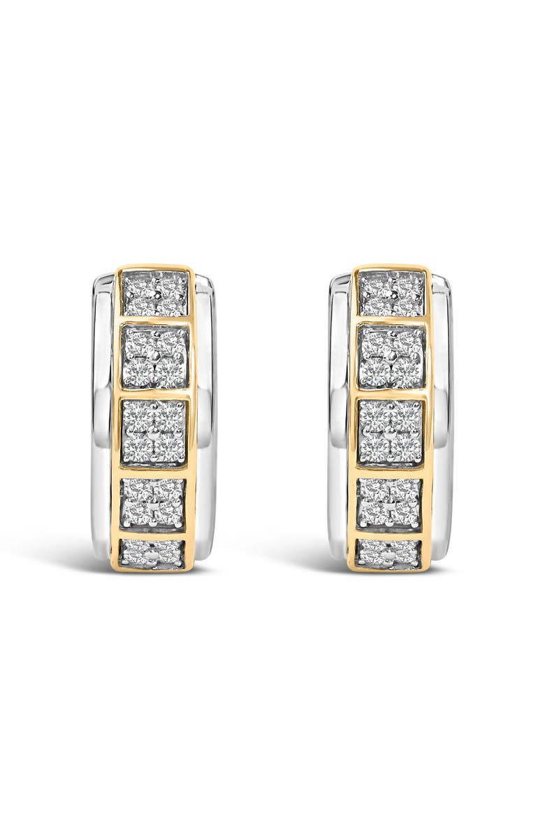 Haus of Brilliance Two Tone .925 Sterling Silver 1/2 Cttw Diamond Square Box Huggie Hoop Earrings, Alternate, color,