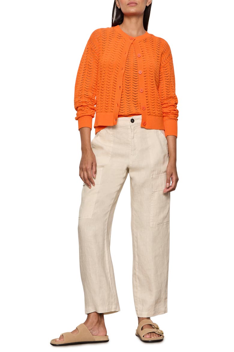 For Keeps Pointelle Cardigan, Alternate, color, HIBISCUS ORANGE