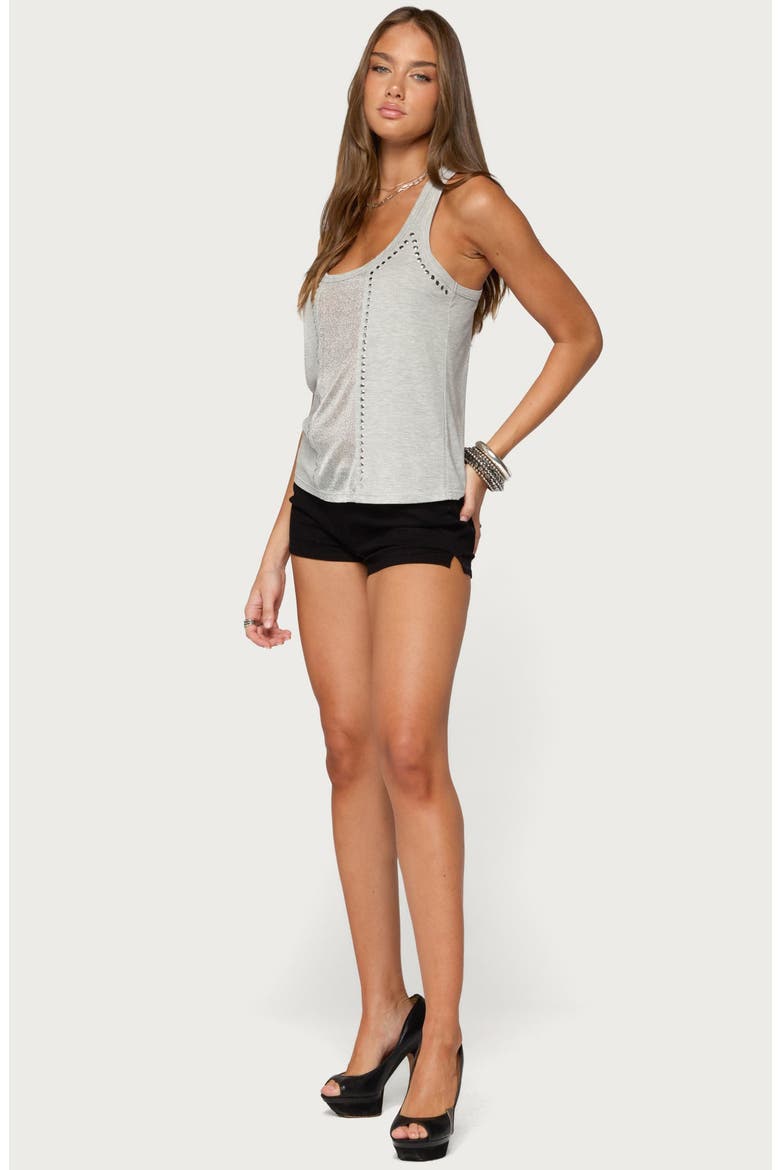 Jali Studded Racerback Tank, Alternate, color, GRAY-MELANGE