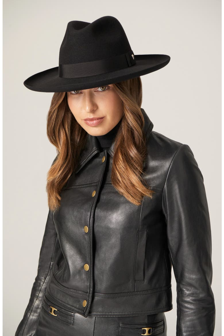 Augustine Merino Wool Fedora, Alternate, color, BLACK/BLACK