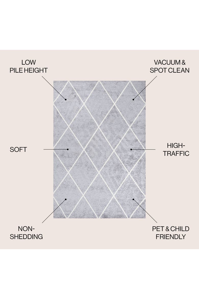 Cole Minimalist Diamond Trellis Area Rug, Alternate, color, Light Gray/White