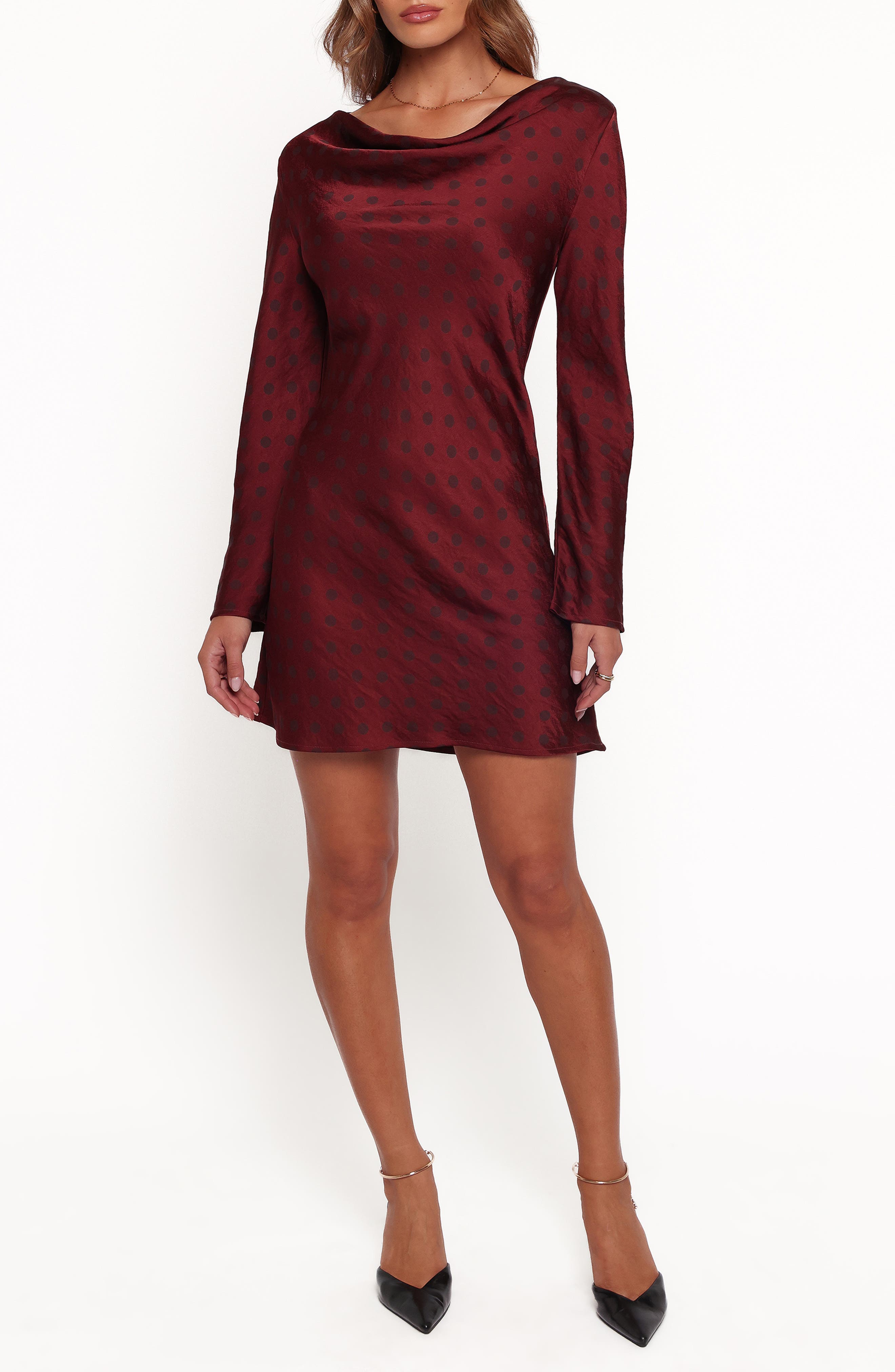 selected BROWN/ MAROON POLKA DOT