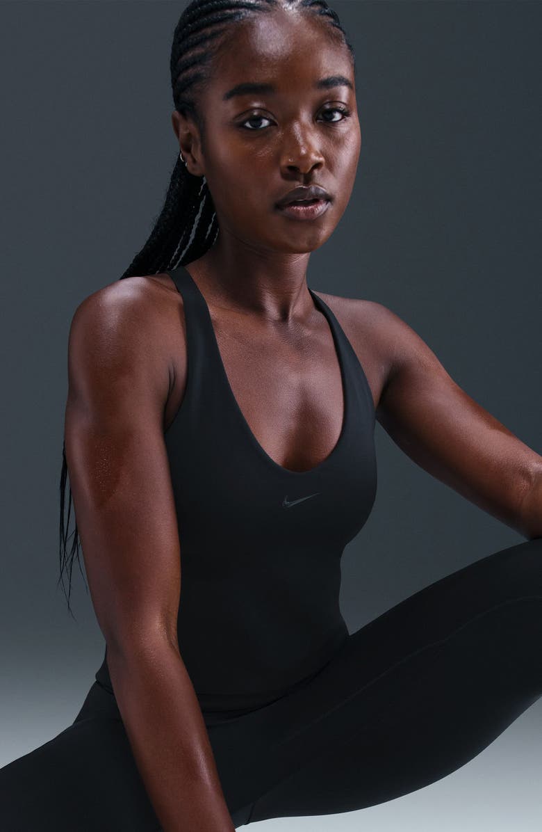 Nike Universa Medium Support Padded Sports Bra Tank, Alternate, color, 010 Black/Dkskgy