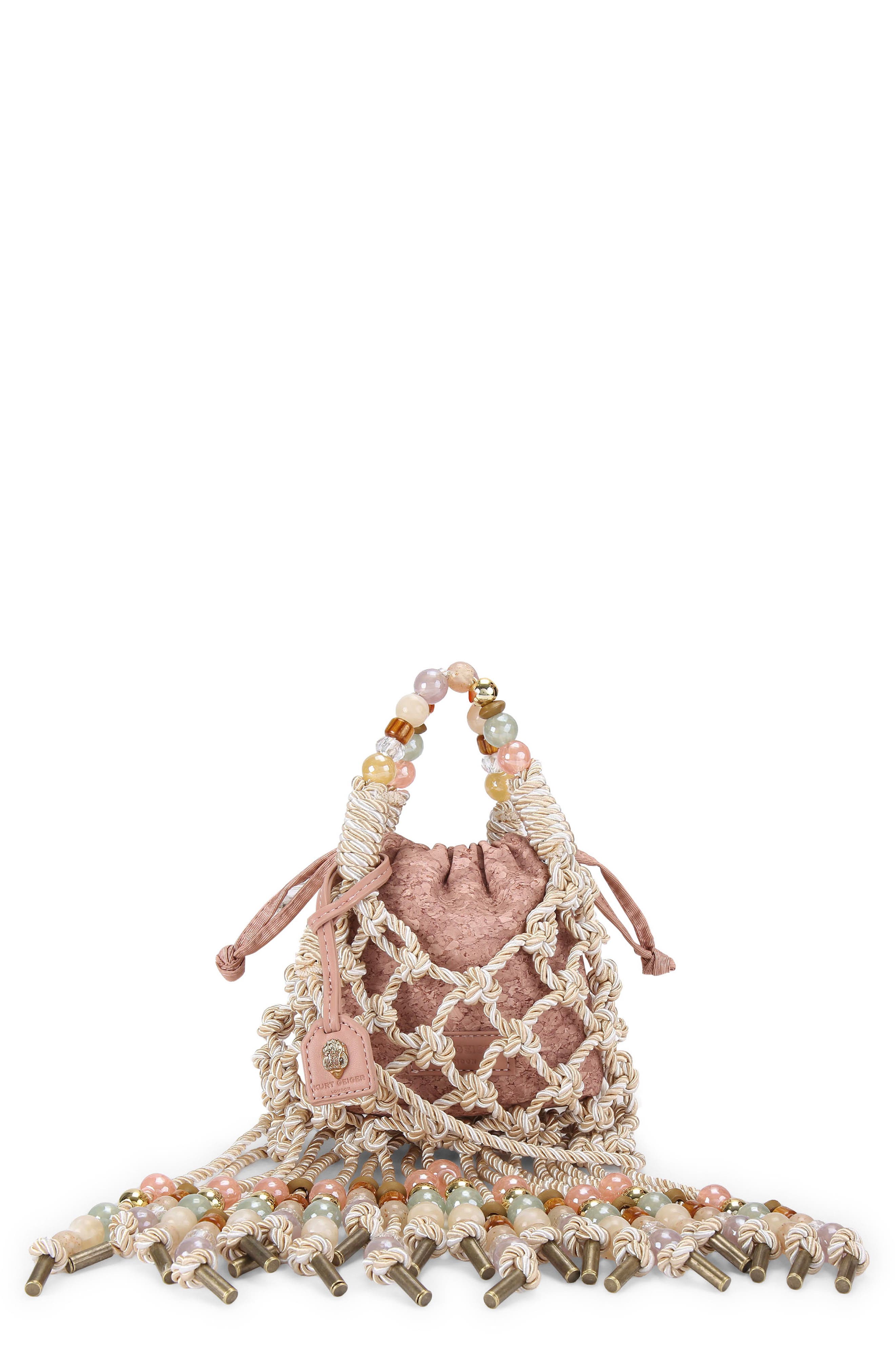 Kurt Geiger London Mini Macramé Rope Top Handle Bag, Main, color, Cream Comb