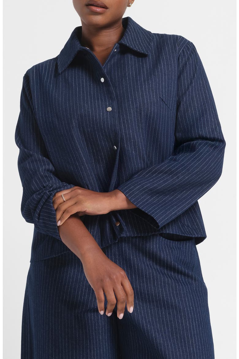 Winslow Pinstripe Cotton Jacket, Alternate, color, DEEP BLUE