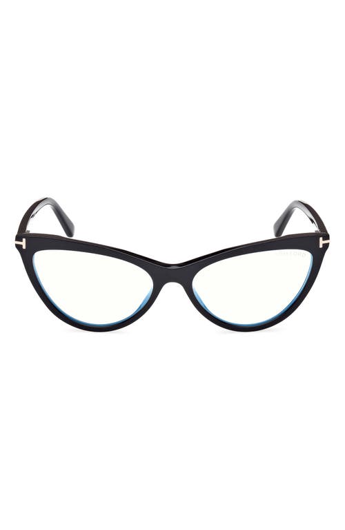 Tom Ford 56mm Cat Eye Blue Light Blocking Optical Glasses In Multi