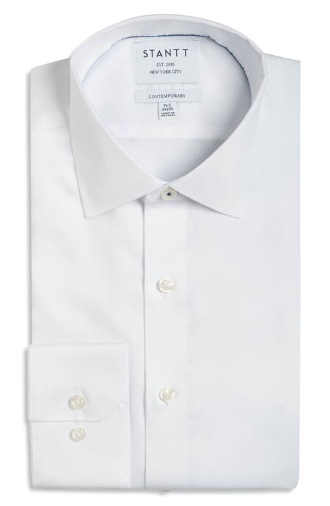 Contemporary Fit Wrinkle Resistant Cotton Twill Dress Shirt (Regular, Big & Tall)