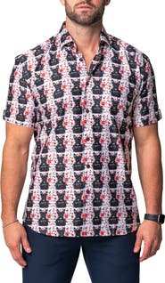 Maceoo Galileo Guilty Dog Regular Fit Short Sleeve Button-Up Shirt