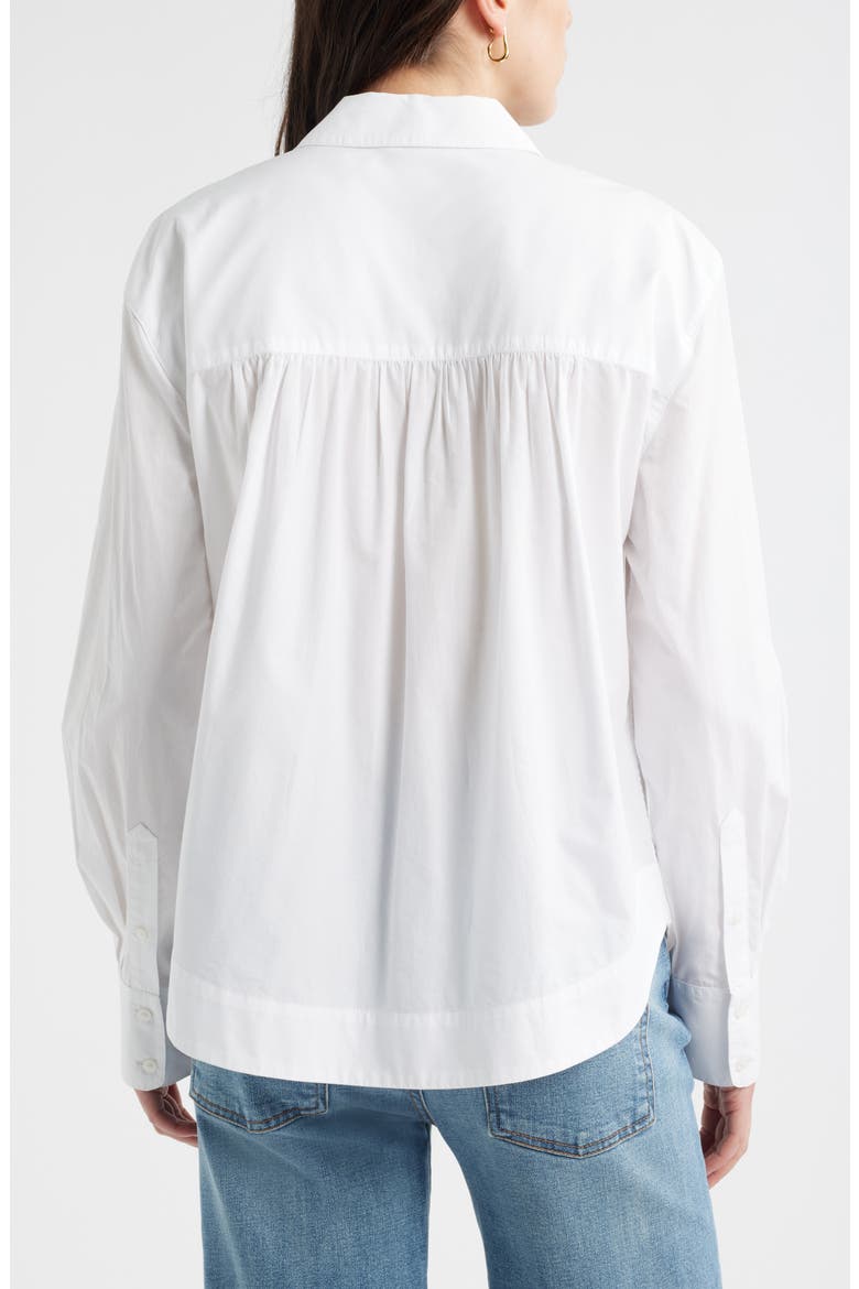 Long Sleeve Drop Hem Button-Up Shirt, Alternate, color, WHITE
