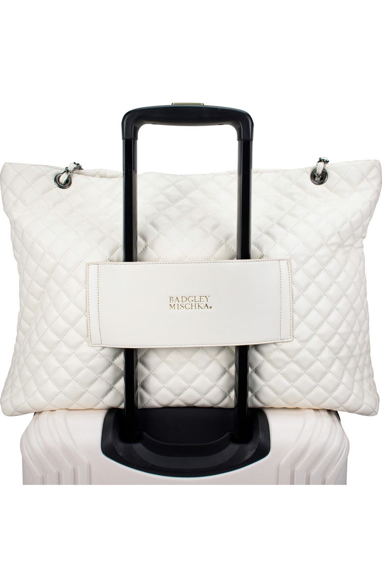 BADGLEY MISCHKA Diana Quilted Vegan Leather Weekender Duffel Bag, Alternate, color, Cream