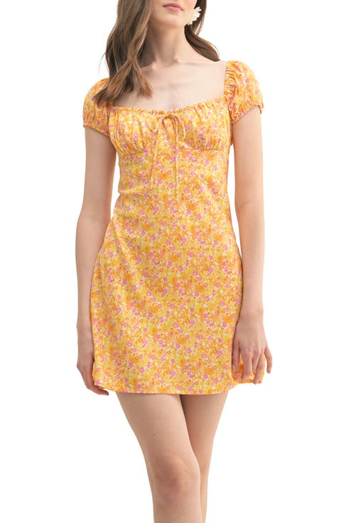 Cap Sleeve Floral Print Minidress