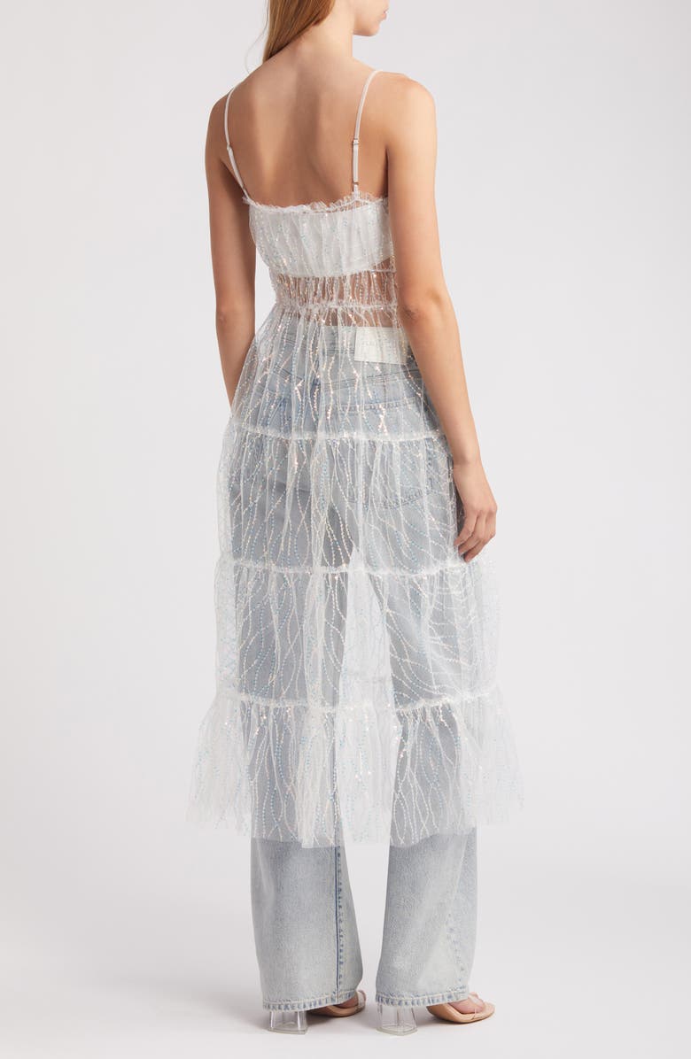 All in Favor Sequin Tulle Sheer Midi Dress, Alternate, color,
