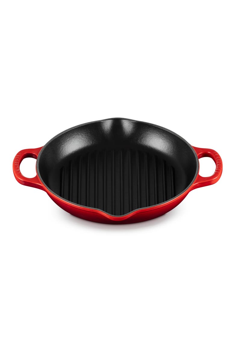 Signature Deep Round Enamel Cast Iron Grill Pan, Alternate, color, CERISE