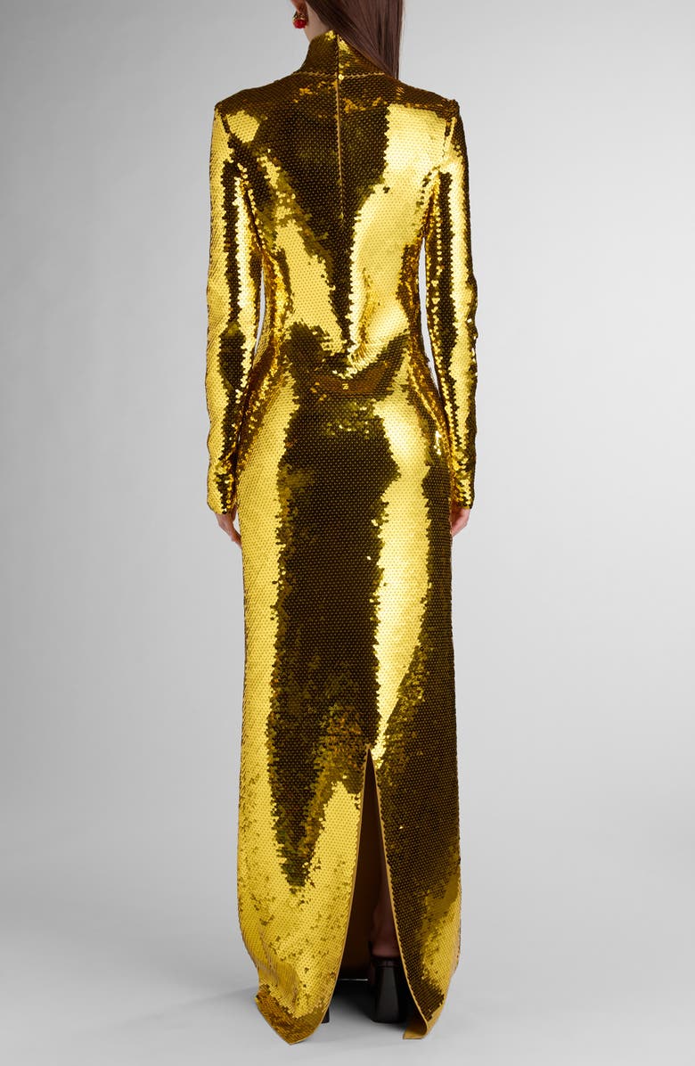 Bottega Veneta Sequin Long Sleeve Knit Gown, Alternate, color, 8480 Gold